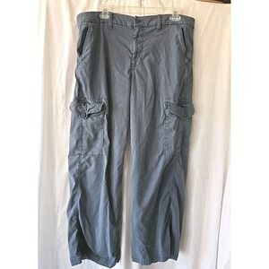 American‎ Eagle Blue Mid Rise Baggy Wide Leg Pants Size 14 Cargo Y2K 90s Vibes